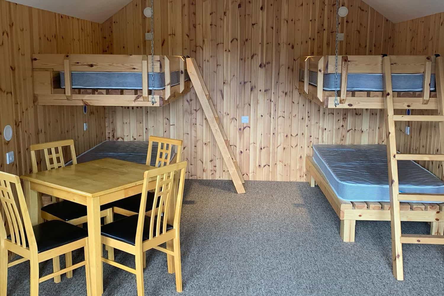 Photo of the internal view of one of the glamping Fog Pods at Braemar Caravan Park.